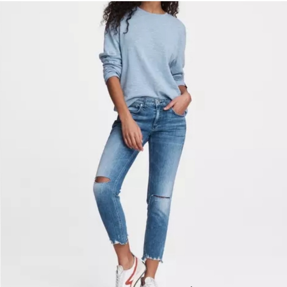 Rag & Bone Dre Low-Rise Ankle Slim Boyfriend jean size 30 destroyed wash